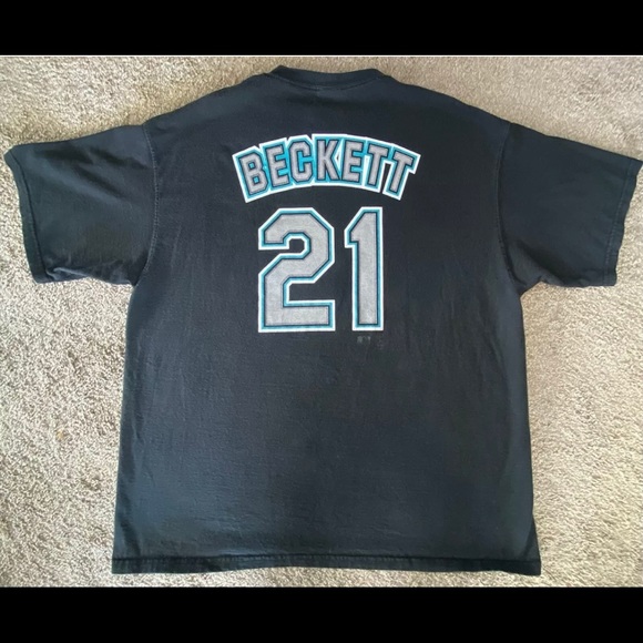 Marlins Josh Beckett #21 Florida Player Jersey T-Shirt 2003 - Rare - Large - Picture 2 of 5